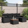 vidaXL Salon de jardin 6 pcs avec coussins noir résine tressée