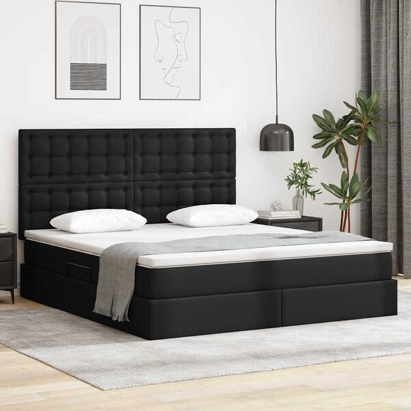 vidaXL Lit de Rangement Noir 160 x 200 cm Cuir synth&eacute;tique