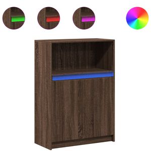 vidaXL Buffet avec LED ch&ecirc;ne marron 72x34x100 cm bois d'ing&eacute;nierie