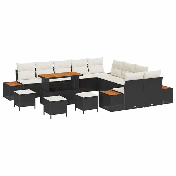 vidaXL Ensemble de canap&eacute; de jardin 14 pcs Noir Poly rotin