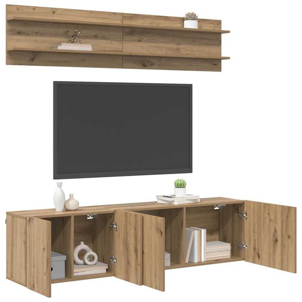 vidaXL Unites TV Montage mural 6 pcs ch&ecirc;ne artisanal Bois d'ing&eacute;nierie
