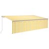 vidaXL Auvent r&eacute;tractable manuel avec store 5x3 m Jaune et blanc