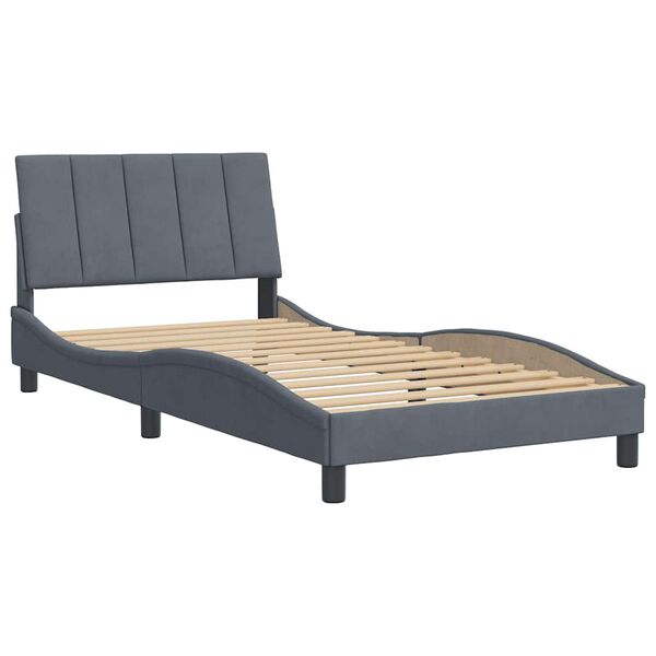 vidaXL Cadre de lit sans matelas Hanko gris fonc&eacute; 100x200 cm velours
