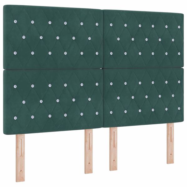 vidaXL Tête de lit LED avec tête de lit Vert foncé 144 cm Polyester