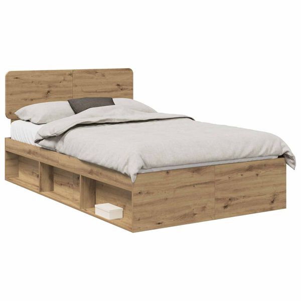 vidaXL Cadre de lit Ch&ecirc;ne artisan 135 x 190 cm Pin massif