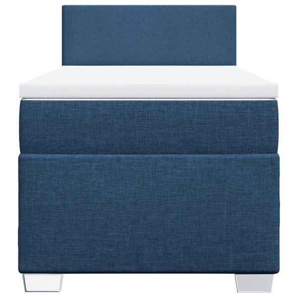 vidaXL Sommier &agrave; lattes de lit avec matelas Bleu 90x200 cm Tissu