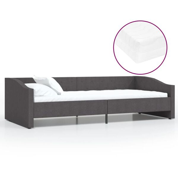 vidaXL Lit avec matelas et USB Gris fonc&eacute; Tissu 90x200 cm