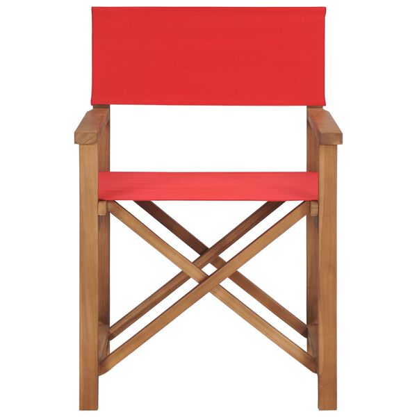 vidaXL Chaises de metteur en sc&egrave;ne lot de 2 Bois de teck massif Rouge