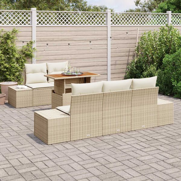 vidaXL Ensemble de salle à manger pour jardin 6 pcs Beige et crème