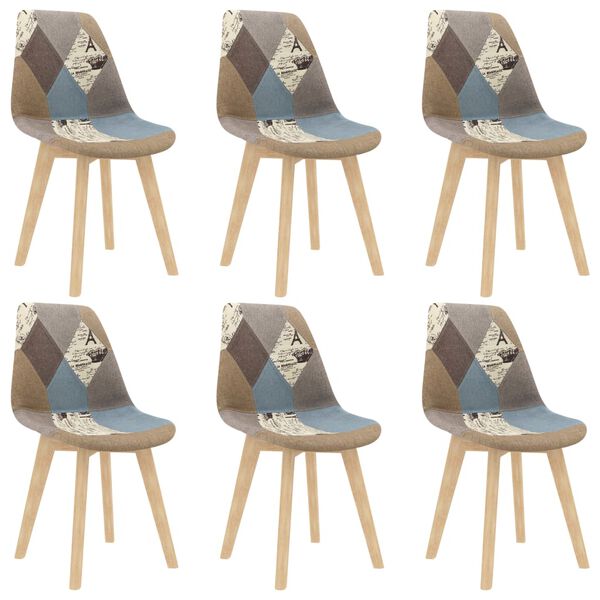 vidaXL Chaises &agrave; manger lot de 6 Design de patchwork gris tissu