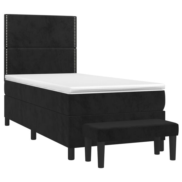 vidaXL Sommier &agrave; lattes de lit avec matelas Noir 90x200 cm Velours