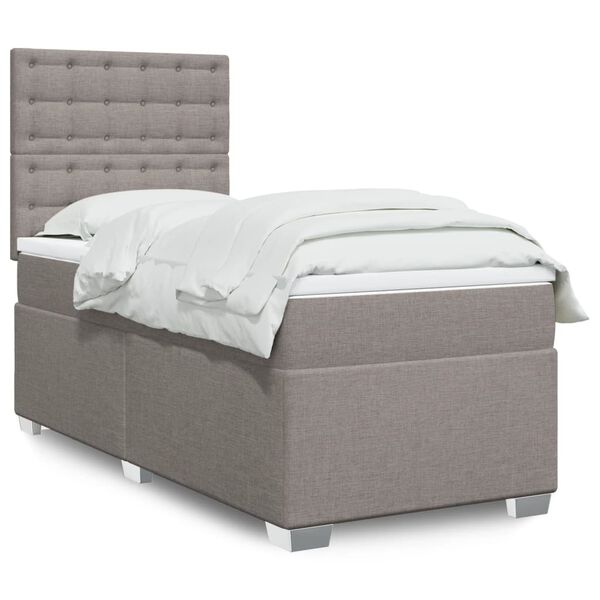 vidaXL Sommier &agrave; lattes de lit avec matelas Taupe 90x200 cm Tissu