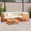 vidaXL Salon de jardin 5 pcs avec coussins cire marron bois pin massif