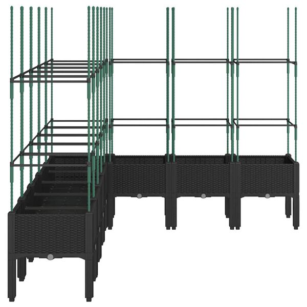 vidaXL Jardini&egrave;re avec treillis noir 200x160x142,5 cm PP