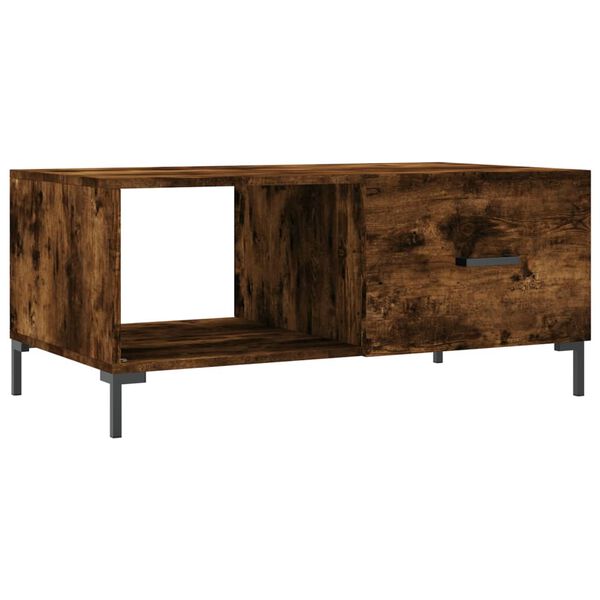 vidaXL Table basse ch&ecirc;ne fum&eacute; 90x50x40 cm bois d'ing&eacute;nierie
