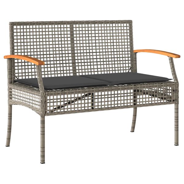 vidaXL Salon de jardin 4 pcs avec coussins Gris R&eacute;sine tress&eacute;e