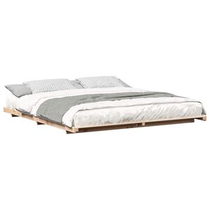 vidaXL Cadre de lit sur&eacute;lev&eacute; Marron 200 x 220 cm Bois massif en pin