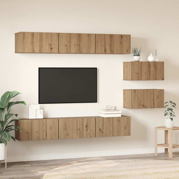 vidaXL Ensemble meuble TV Ch&ecirc;ne artisanal Bois d'ing&eacute;nierie