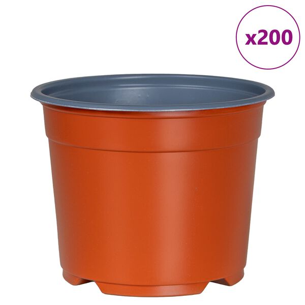 vidaXL Pot &agrave; fleurs 200 pcs Terre cuite &Oslash; 15 x 12,5 cm Plastique