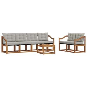 vidaXL Ensemble de canap&eacute;s d'ext&eacute;rieur 7 pc Gris Naturel et Clair