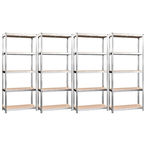vidaXL &Eacute;tag&egrave;res &agrave; 5 niveaux 4 pcs Argent&eacute; Acier et bois d'ing&eacute;nierie