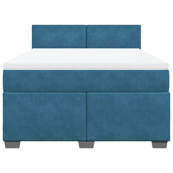 vidaXL Sommier &agrave; lattes de lit et matelas bleu 160x200 cm velours