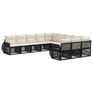 vidaXL Ensemble de canap&eacute; de jardin 11 pc Noir et blanc cr&egrave;me