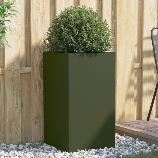 vidaXL Jardini&egrave;re vert olive 42x38x75 cm acier