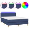 vidaXL Sommier &agrave; lattes de lit avec matelas LED Bleu 140x190 cm Tissu