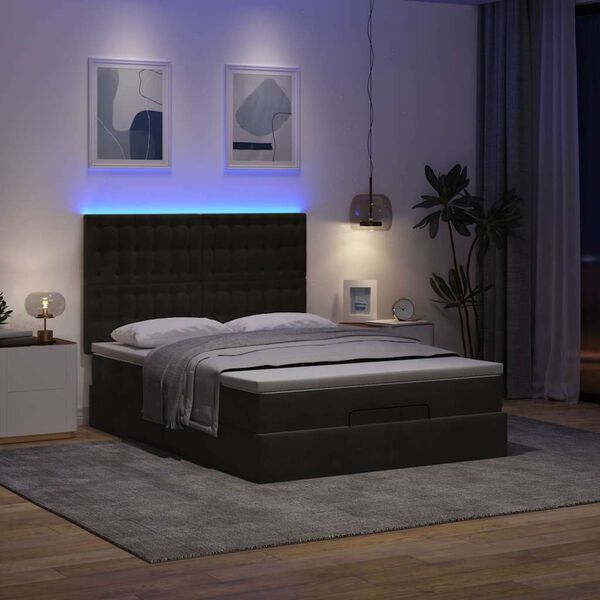 VidaXL Cadre de lit ottoman avec matelas noir 140x200 cm velours