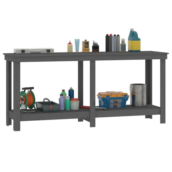 vidaXL Banc de travail Gris 180x50x80 cm Bois de pin massif
