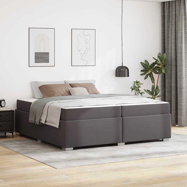 vidaXL Cadre de lit avec matelas Gris 200 x 200 cm tissu
