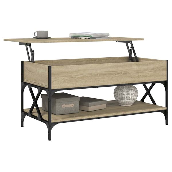 vidaXL Table basse ch&ecirc;ne sonoma 100x50x50cm bois d'ing&eacute;nierie et m&eacute;tal
