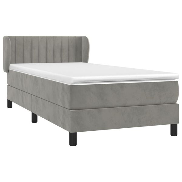 vidaXL Sommier &agrave; lattes de lit et matelas Gris clair 90x190 cm Velours