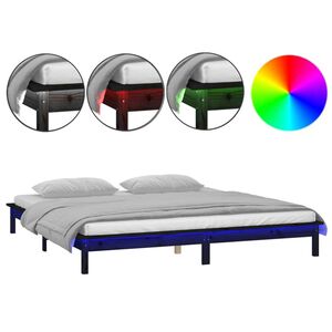 vidaXL Cadre de lit &agrave; LED sans matelas noir 200x200 cm bois massif
