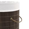 vidaXL Panier &agrave; linge rond en bambou Marron fonc&eacute;