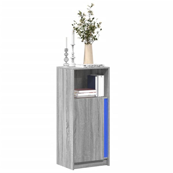 vidaXL Buffet avec LED sonoma gris 42,5x34x100 cm bois d'ing&eacute;nierie