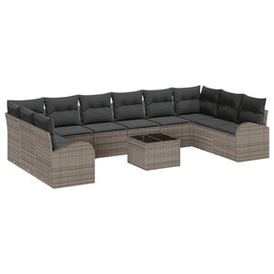 vidaXL Ensemble de Canap&eacute;s avec coussin 11 pcs Gris Polyrotin