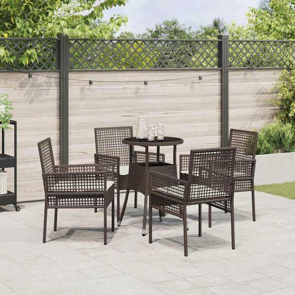vidaXL Ensemble de salle &agrave; manger pour jardin 5 pcs Marron polyrotin