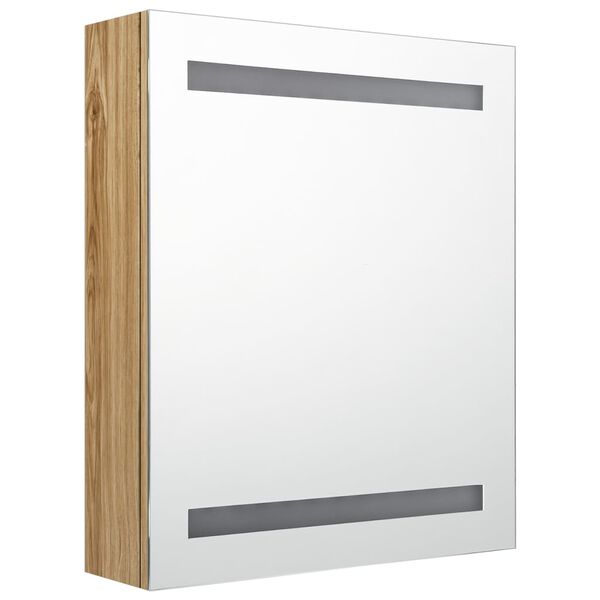 vidaXL Armoire de salle de bain &agrave; miroir LED ch&ecirc;ne 50x14x60 cm