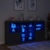 vidaXL Buffet avec lumi&egrave;res LED noir 202x37x100 cm