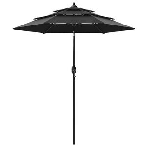 vidaXL Parasol de jardin &agrave; 3 niveaux avec m&acirc;t en aluminium noir
