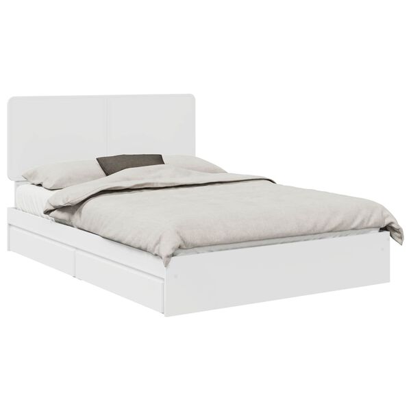 vidaXL Lit de Rangement Blanc 140 x 200 cm Bois d'ing&eacute;nierie