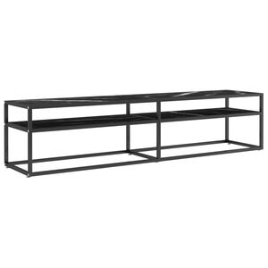 vidaXL Meuble TV marbre noir 180x40x40,5 cm verre tremp&eacute;