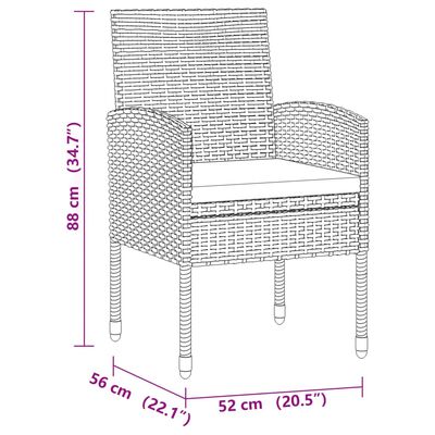 vidaXL Ensemble à manger d'extérieur 9 pcs Résine tressée Gris