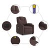 vidaXL Fauteuil de massage inclinable &eacute;lectrique Marron fonc&eacute; Tissu