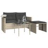 vidaXL Salon de jardin avec coussins 3 pcs gris clair r&eacute;sine tress&eacute;e