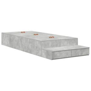 vidaXL Cadre de lit avec rangement Gris b&eacute;ton 100 cm Bois d'ing&eacute;nierie