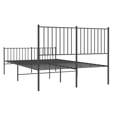 vidaXL Cadre de lit métal avec tête de lit/pied de lit noir 135x190 cm