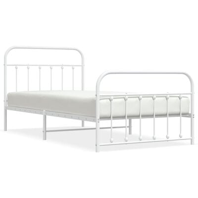 vidaXL Cadre de lit métal sans matelas et pied de lit blanc 100x200 cm